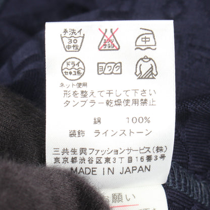 ロゴ総柄 ラインストーン 半袖Tシャツ コットン ネイビー レオナールスポーツ トップス LEONARD SPORT