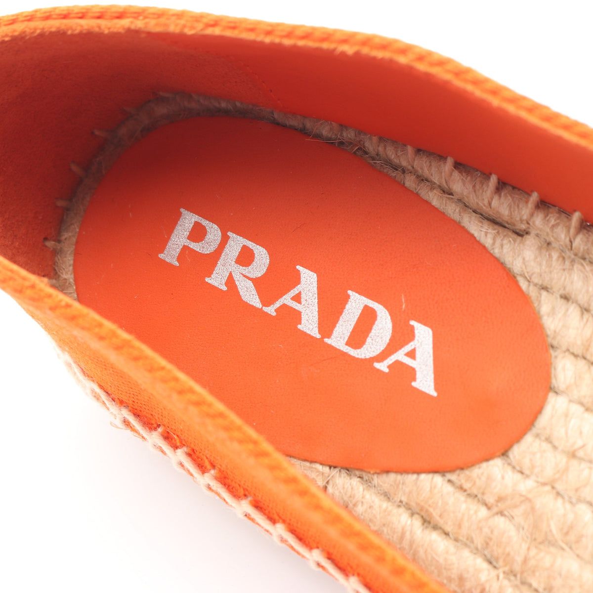 トライアングルロゴ エスパドリーユ スリッポン キャンバス オレンジ プラダ シューズ PRADA