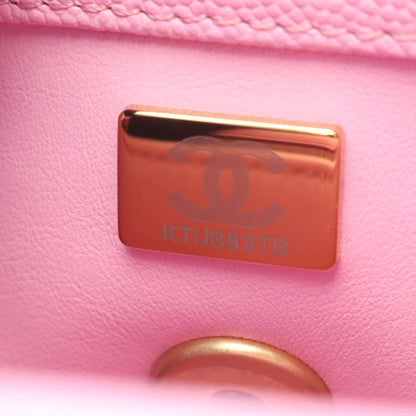 ココハンドルXXS トップハンドル 2WAY ハンドバッグ キャビアスキン ピンク ゴールド金具 シャネル バッグ CHANEL