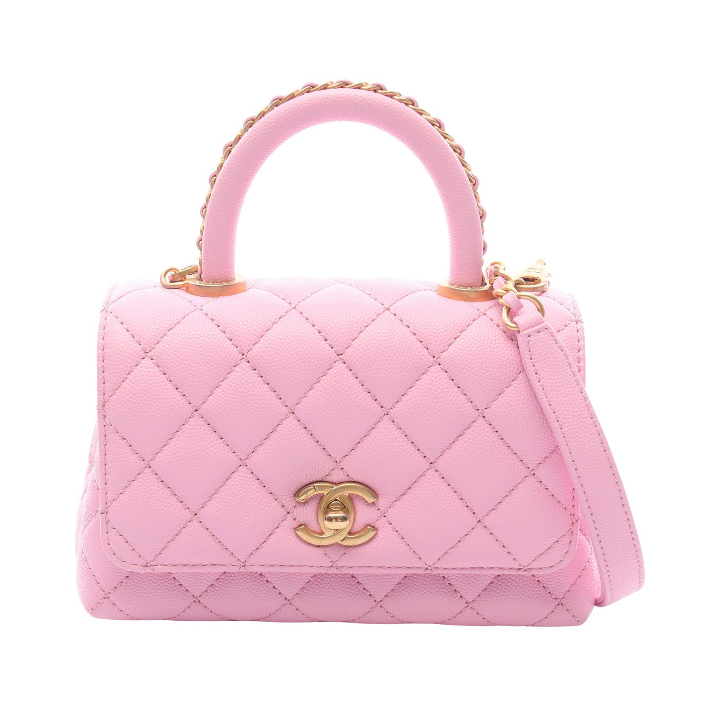 ココハンドルXXS トップハンドル 2WAY ハンドバッグ キャビアスキン ピンク ゴールド金具 シャネル バッグ CHANEL