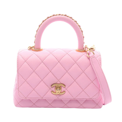 ココハンドルXXS トップハンドル 2WAY ハンドバッグ キャビアスキン ピンク ゴールド金具 シャネル バッグ CHANEL