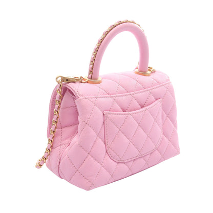ココハンドルXXS トップハンドル 2WAY ハンドバッグ キャビアスキン ピンク ゴールド金具 シャネル バッグ CHANEL