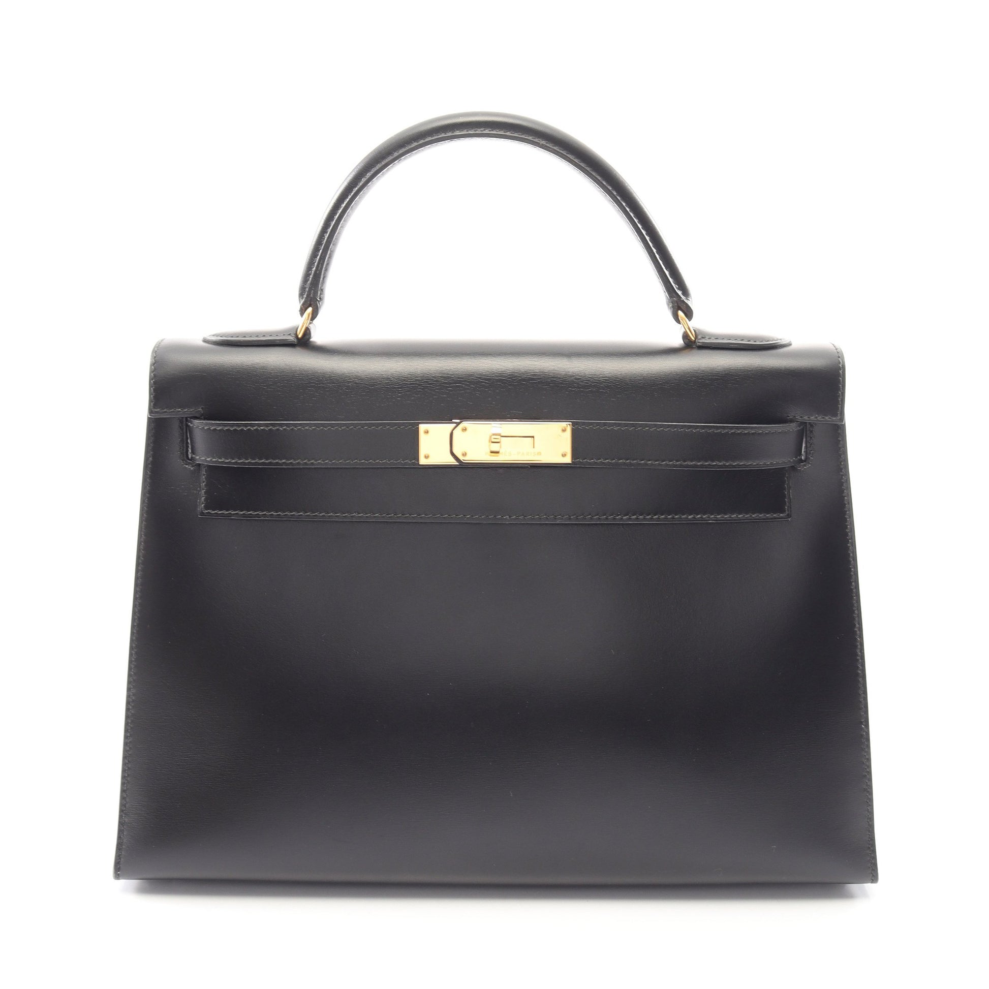 ケリー32 外縫い 2WAY ハンドバッグ ボックスカーフ ブラック ゴールド金具 ○U刻印 エルメス バッグ HERMES