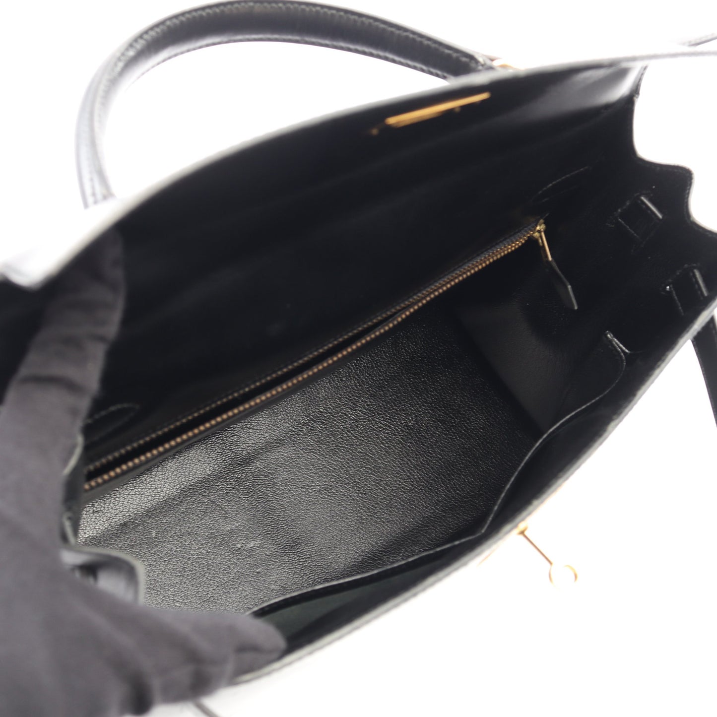 ケリー32 外縫い 2WAY ハンドバッグ ボックスカーフ ブラック ゴールド金具 ○U刻印 エルメス バッグ HERMES
