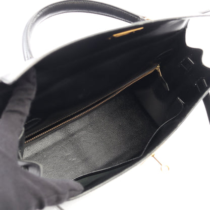 ケリー32 外縫い 2WAY ハンドバッグ ボックスカーフ ブラック ゴールド金具 ○U刻印 エルメス バッグ HERMES