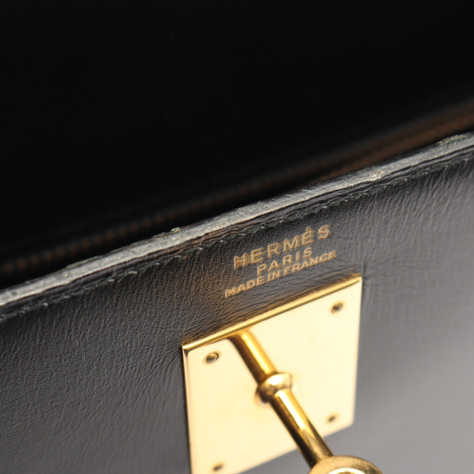 ケリー32 外縫い 2WAY ハンドバッグ ボックスカーフ ブラック ゴールド金具 ○U刻印 エルメス バッグ HERMES