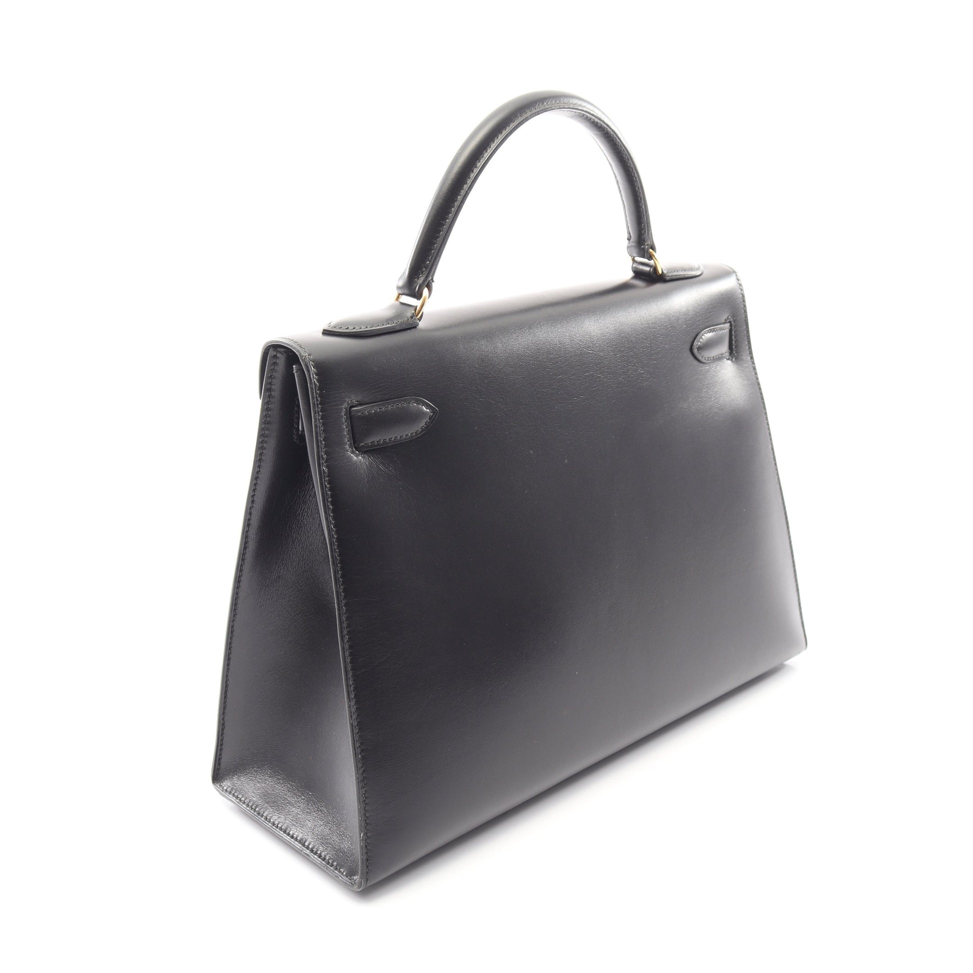 ケリー32 外縫い 2WAY ハンドバッグ ボックスカーフ ブラック ゴールド金具 ○U刻印 エルメス バッグ HERMES
