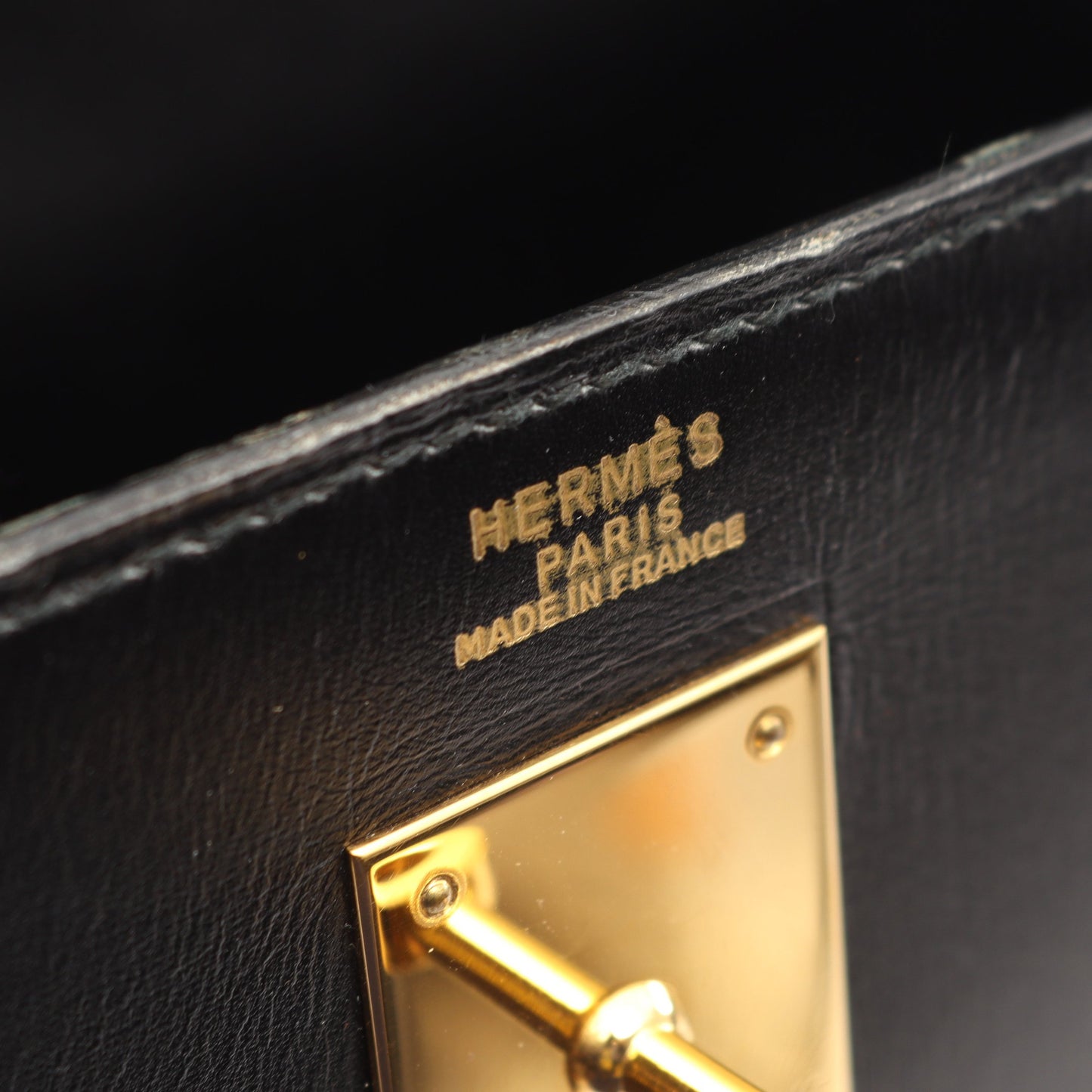ケリー32 外縫い 2WAY ハンドバッグ ボックスカーフ ブラック ゴールド金具 ○U刻印 エルメス バッグ HERMES