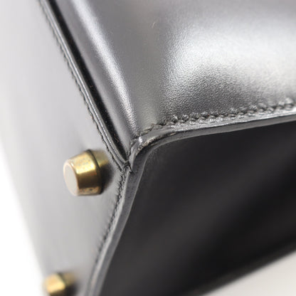 ケリー32 外縫い 2WAY ハンドバッグ ボックスカーフ ブラック ゴールド金具 ○U刻印 エルメス バッグ HERMES