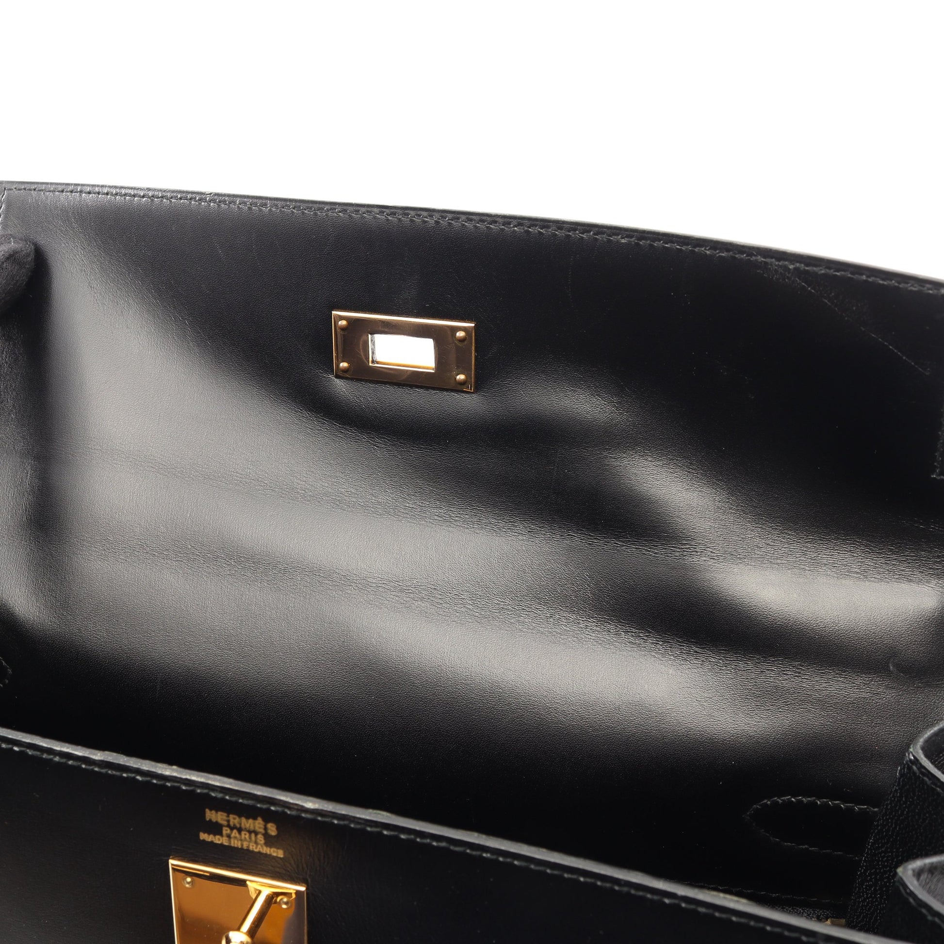 ケリー32 外縫い 2WAY ハンドバッグ ボックスカーフ ブラック ゴールド金具 ○U刻印 エルメス バッグ HERMES