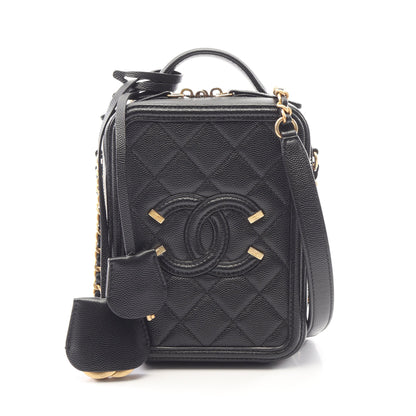 CCフィリグリー 2WAY チェーンショルダーバッグ キャビアスキン ブラック ゴールド金具 シャネル バッグ CHANEL
