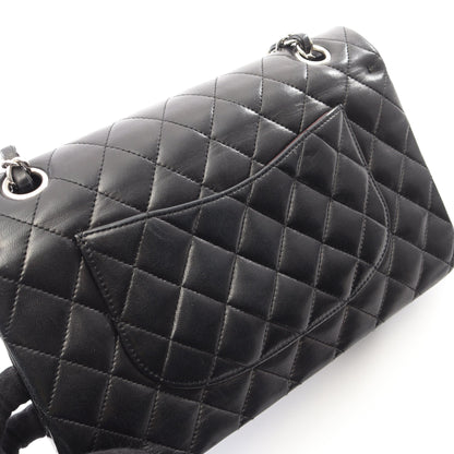 マトラッセ Wフラップ Wチェーンショルダーバッグ ラムスキン ブラック シルバー金具 シャネル バッグ CHANEL