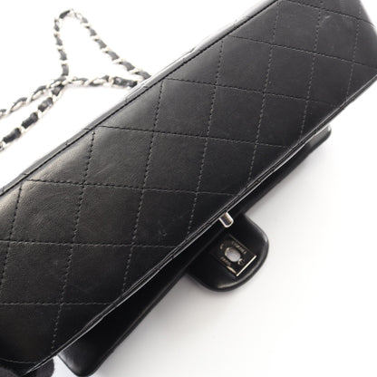 マトラッセ Wフラップ Wチェーンショルダーバッグ ラムスキン ブラック シルバー金具 シャネル バッグ CHANEL