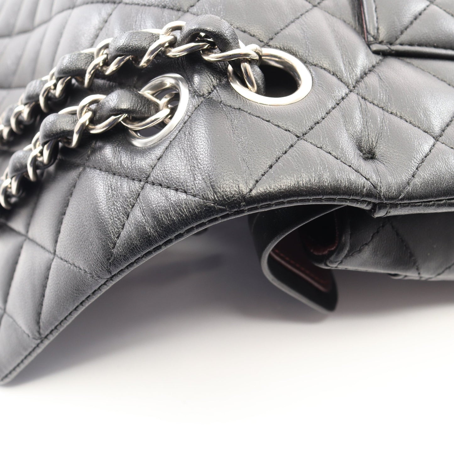 マトラッセ Wフラップ Wチェーンショルダーバッグ ラムスキン ブラック シルバー金具 シャネル バッグ CHANEL