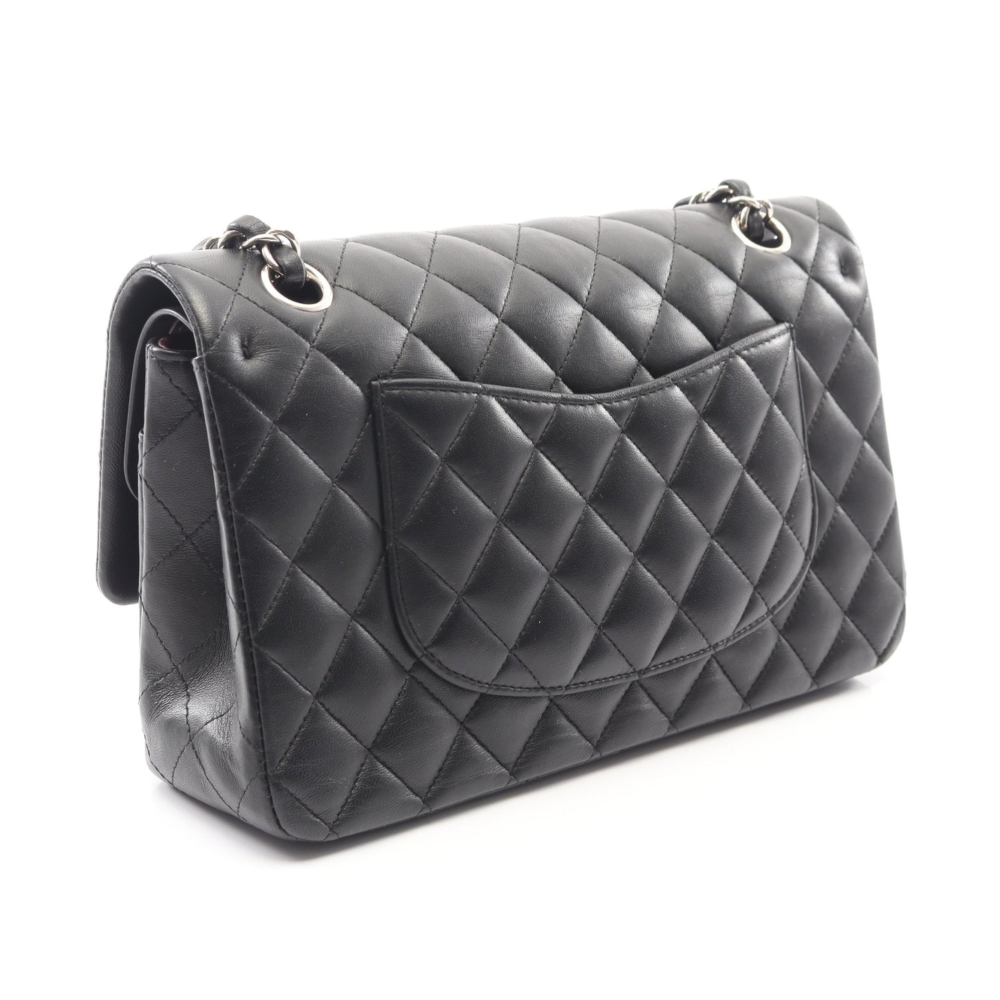 マトラッセ Wフラップ Wチェーンショルダーバッグ ラムスキン ブラック シルバー金具 シャネル バッグ CHANEL