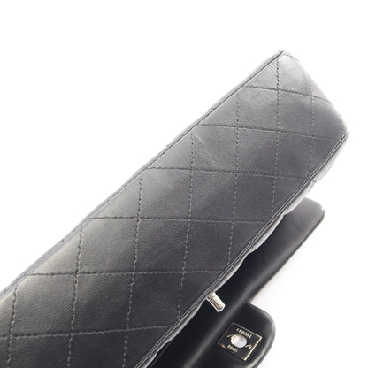 マトラッセ Wフラップ Wチェーンショルダーバッグ ラムスキン ブラック シルバー金具 シャネル バッグ CHANEL