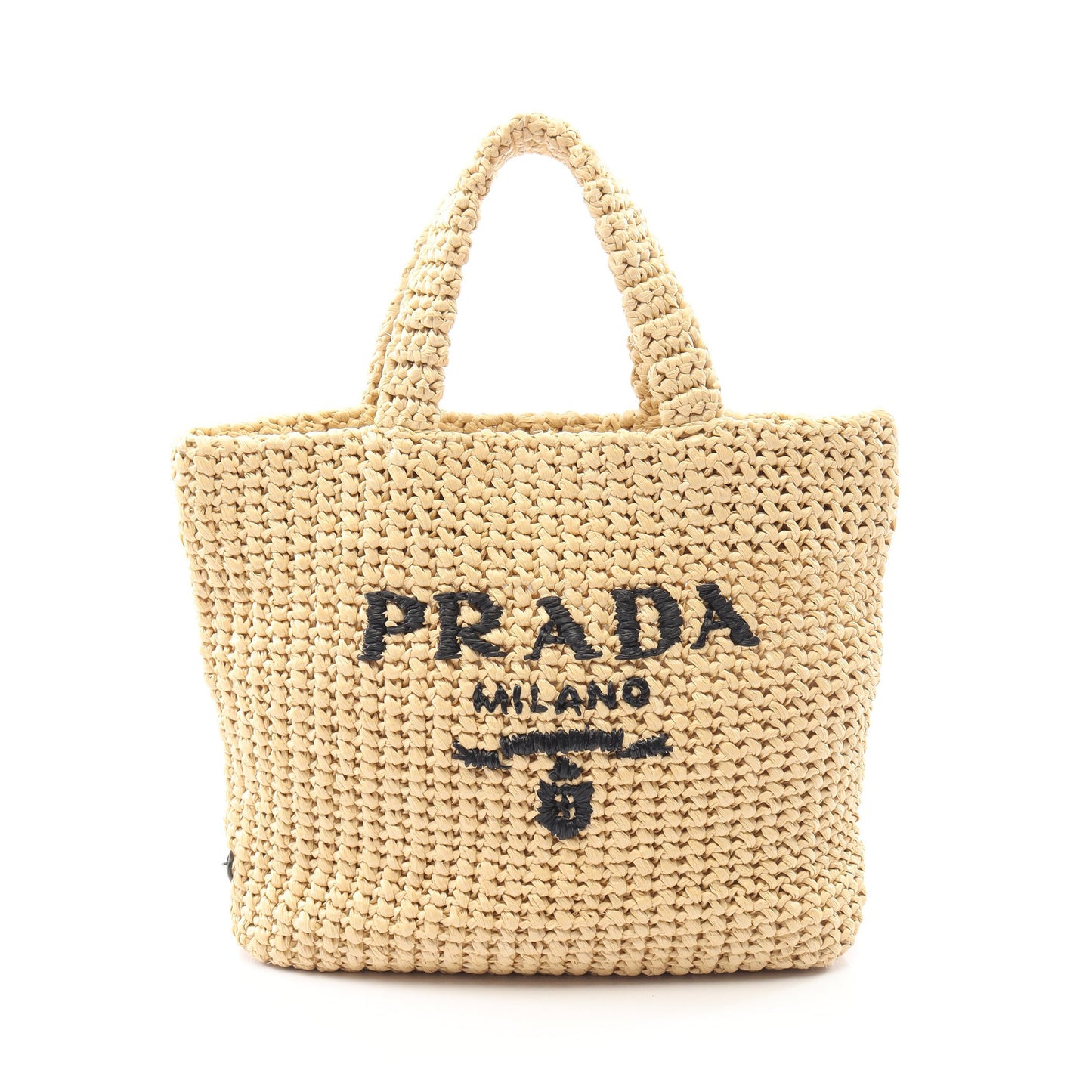 スモール クロシェ ハンドバッグ トートバッグ ラフィア ベージュ プラダ バッグ PRADA