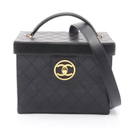ビコローレ ココマーク ミラー付き 2WAY バニティバッグ ラムスキン ブラック ゴールド金具 シャネル バッグ CHANEL