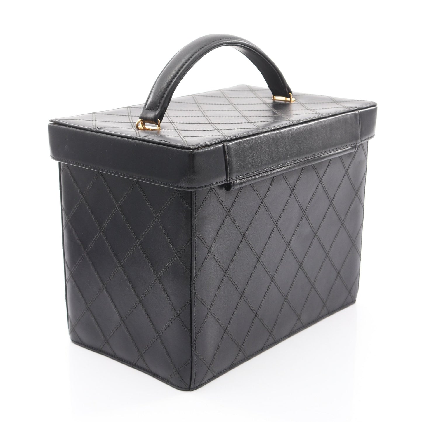 ビコローレ ココマーク ミラー付き 2WAY バニティバッグ ラムスキン ブラック ゴールド金具 シャネル バッグ CHANEL