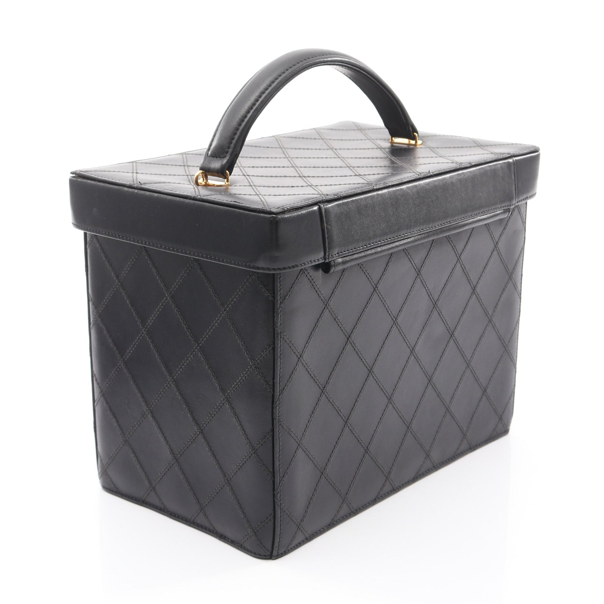 ビコローレ ココマーク ミラー付き 2WAY バニティバッグ ラムスキン ブラック ゴールド金具 シャネル バッグ CHANEL