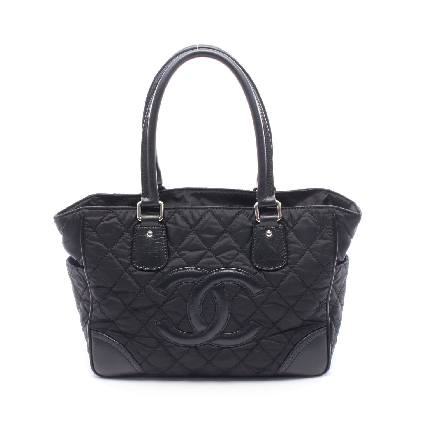 パリニューヨークライン ハンドバッグ トートバッグ ナイロン レザー ブラック シルバー金具 シャネル バッグ CHANEL