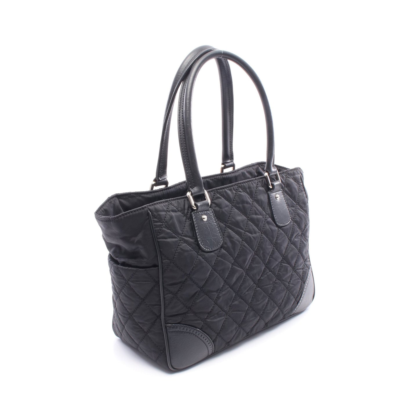 パリニューヨークライン ハンドバッグ トートバッグ ナイロン レザー ブラック シルバー金具 シャネル バッグ CHANEL