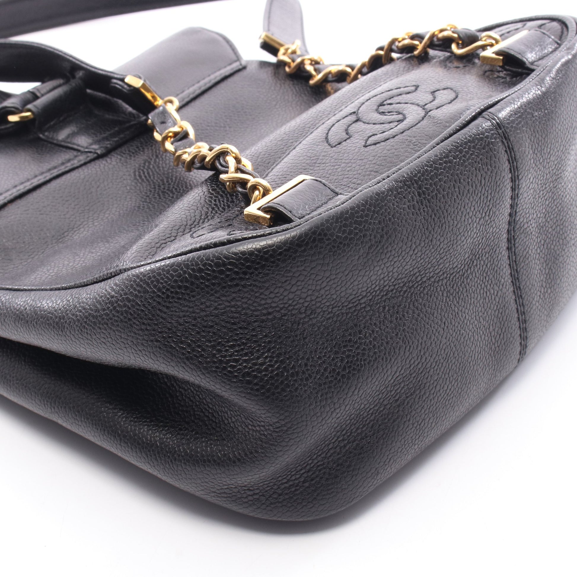 トリプルココマーク バックパック リュックサック キャビアスキン ブラック ゴールド金具 シャネル バッグ CHANEL