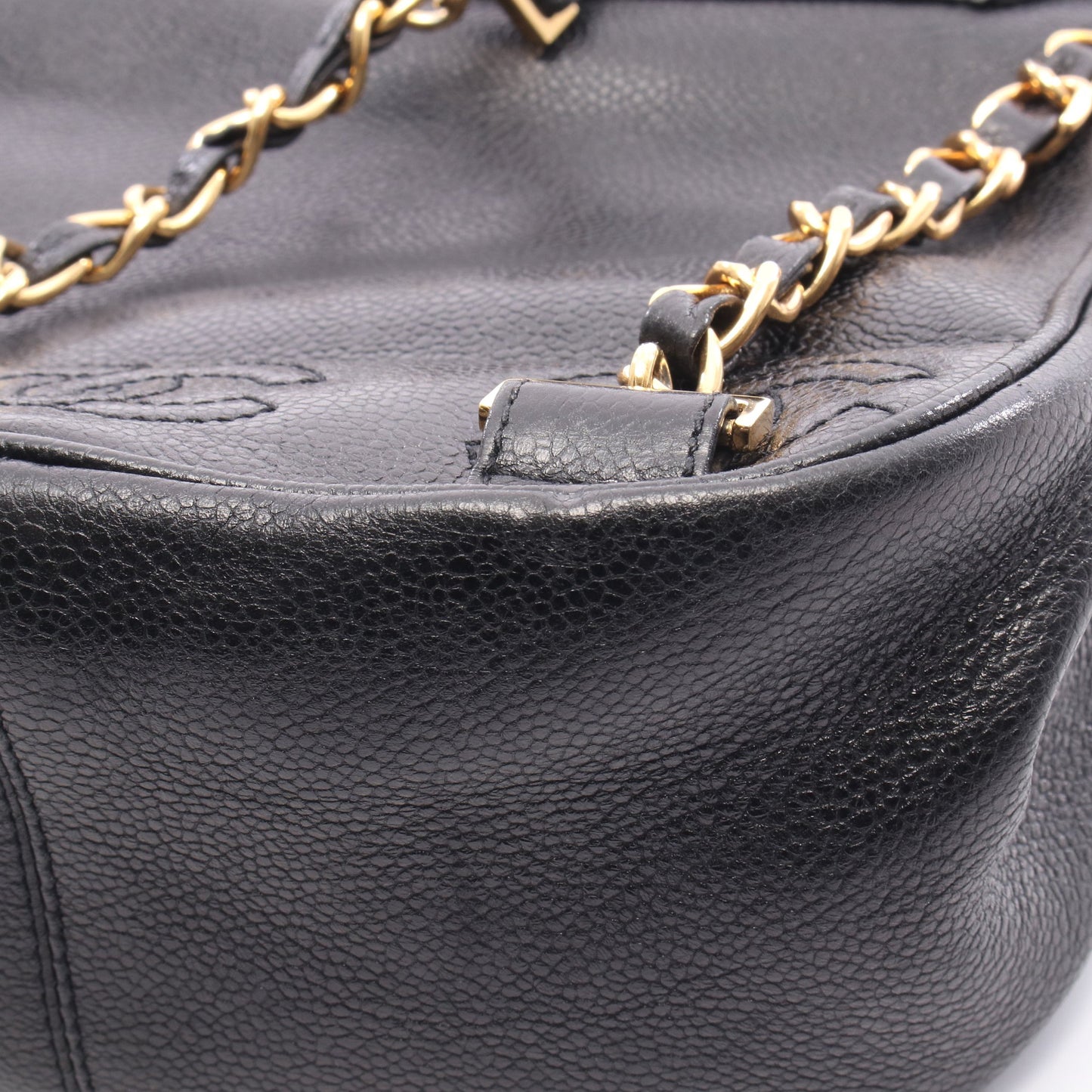 トリプルココマーク バックパック リュックサック キャビアスキン ブラック ゴールド金具 シャネル バッグ CHANEL