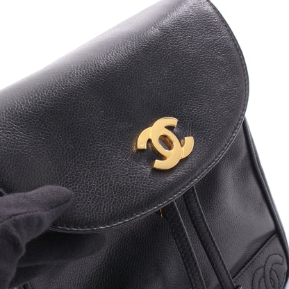 トリプルココマーク バックパック リュックサック キャビアスキン ブラック ゴールド金具 シャネル バッグ CHANEL