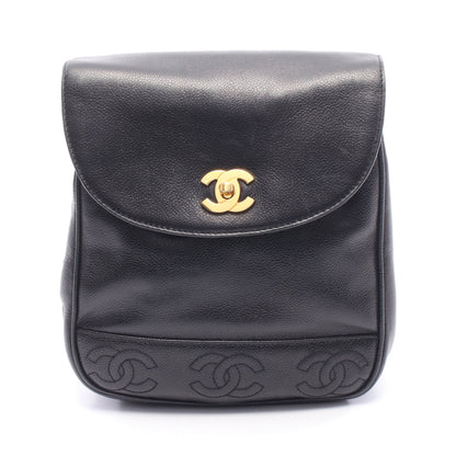 トリプルココマーク バックパック リュックサック キャビアスキン ブラック ゴールド金具 シャネル バッグ CHANEL
