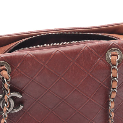 マトラッセ エンボス加工 アンティークシルバー金具 チェーンショルダーバッグ レザー ブラウン シャネル バッグ CHANEL