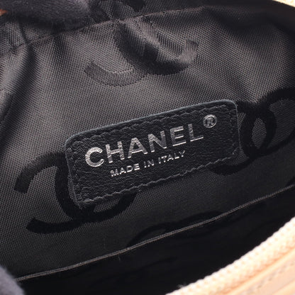 カンボンライン ショルダーバッグ レザー ベージュ ブラック シルバー金具 シャネル バッグ CHANEL