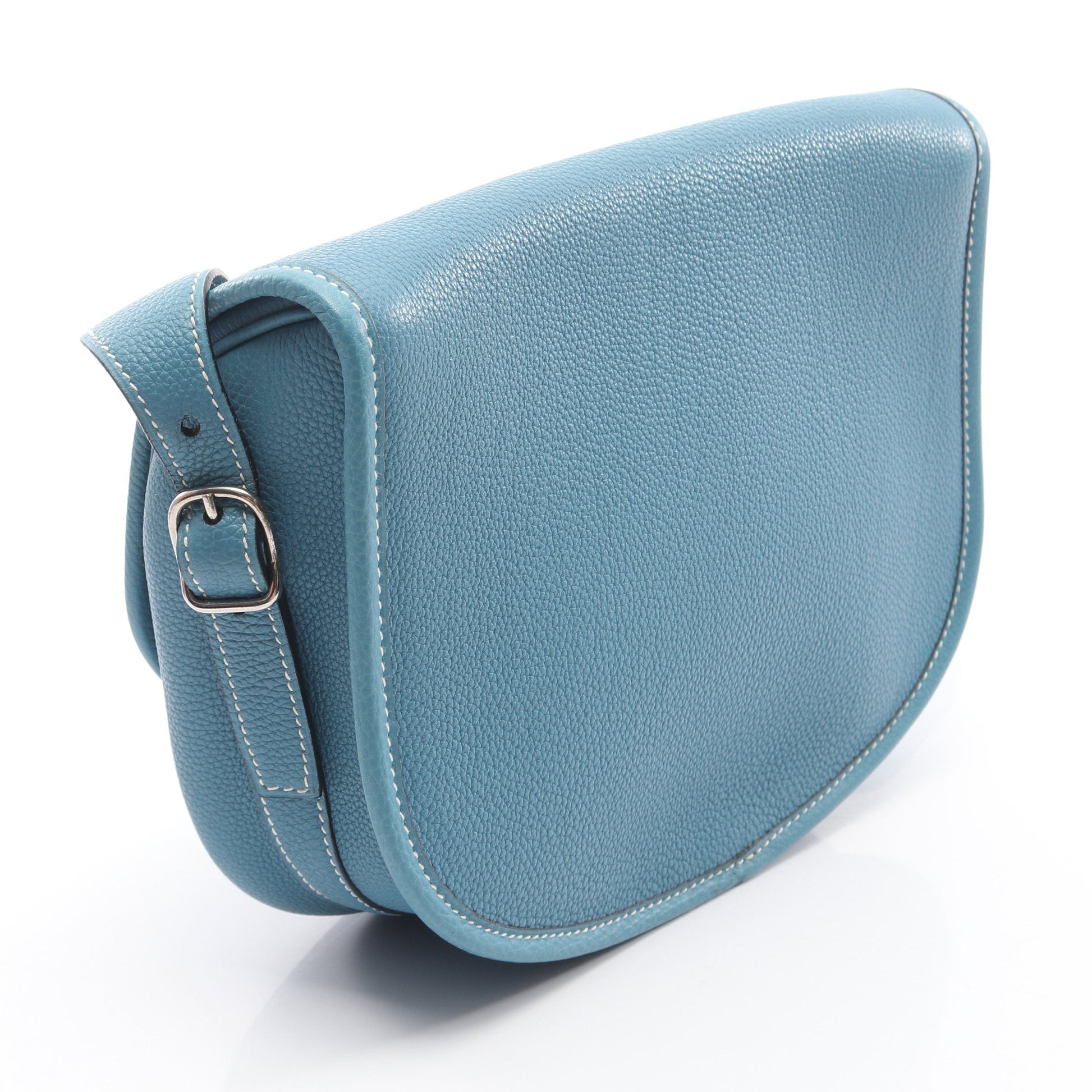 バルドゴルフ ブルージーン ショルダーバッグ トゴ ライトブルー シルバー金具 □H刻印 エルメス バッグ HERMES