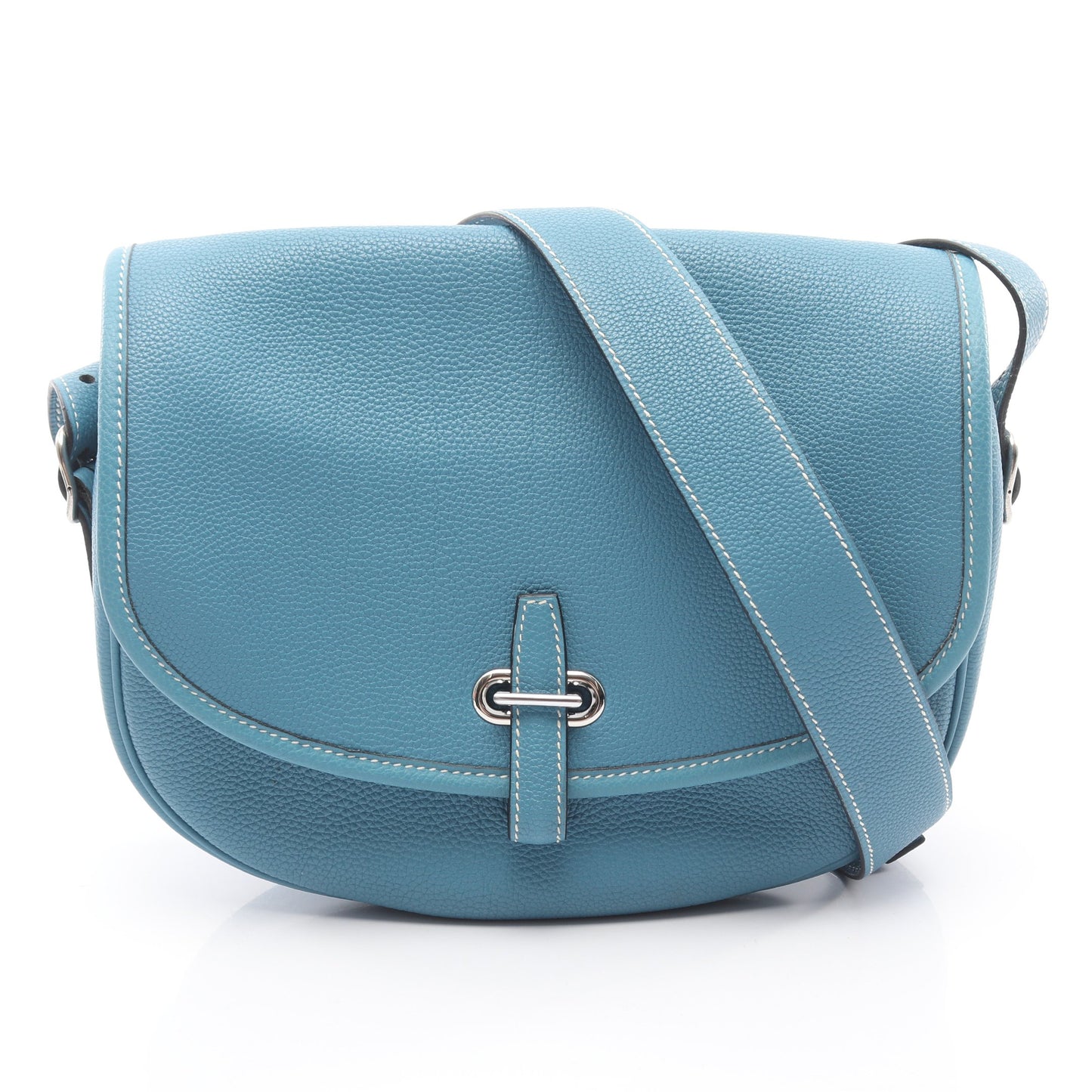 バルドゴルフ ブルージーン ショルダーバッグ トゴ ライトブルー シルバー金具 □H刻印 エルメス バッグ HERMES