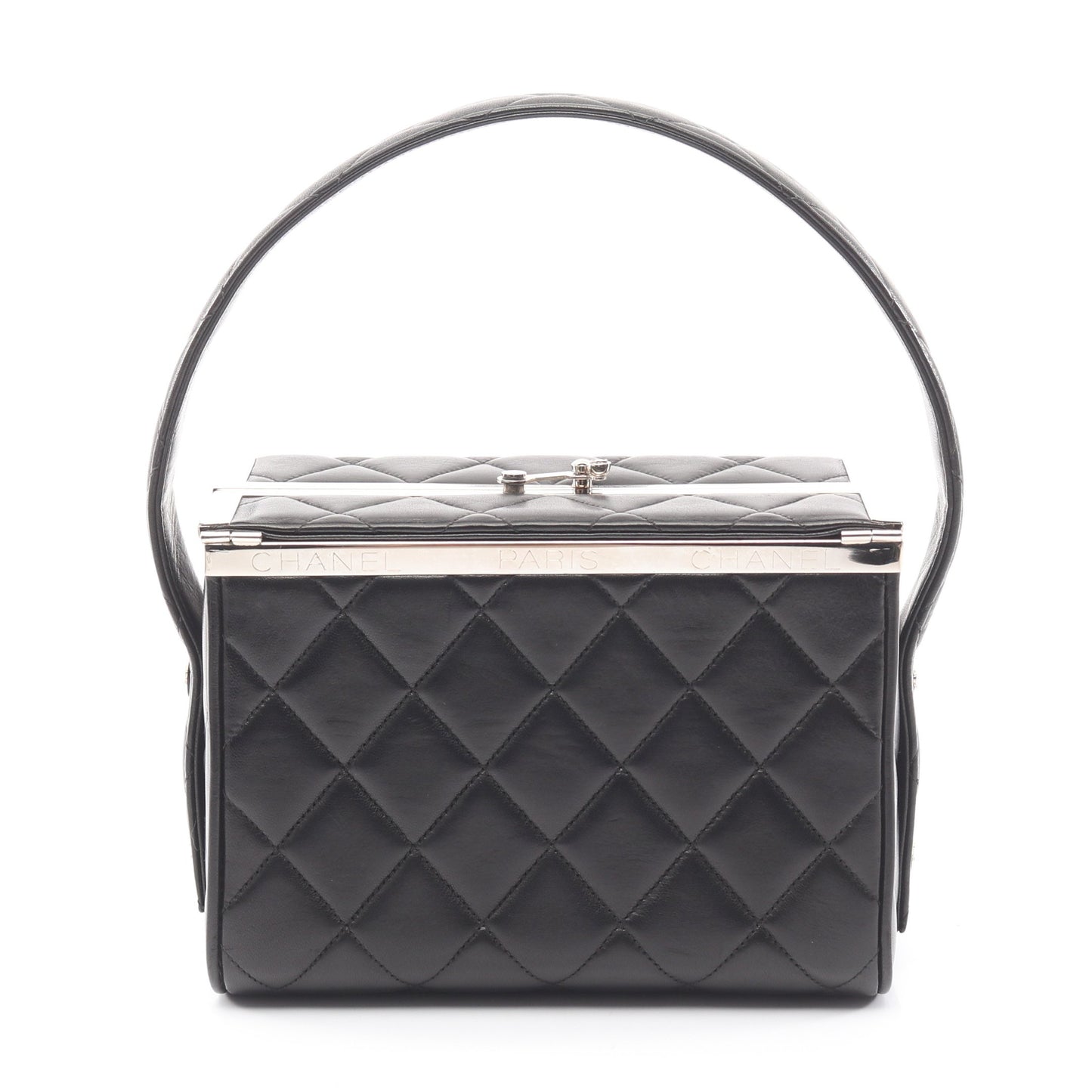 マトラッセ バニティバッグ ラムスキン ブラック シルバー金具 シャネル バッグ CHANEL