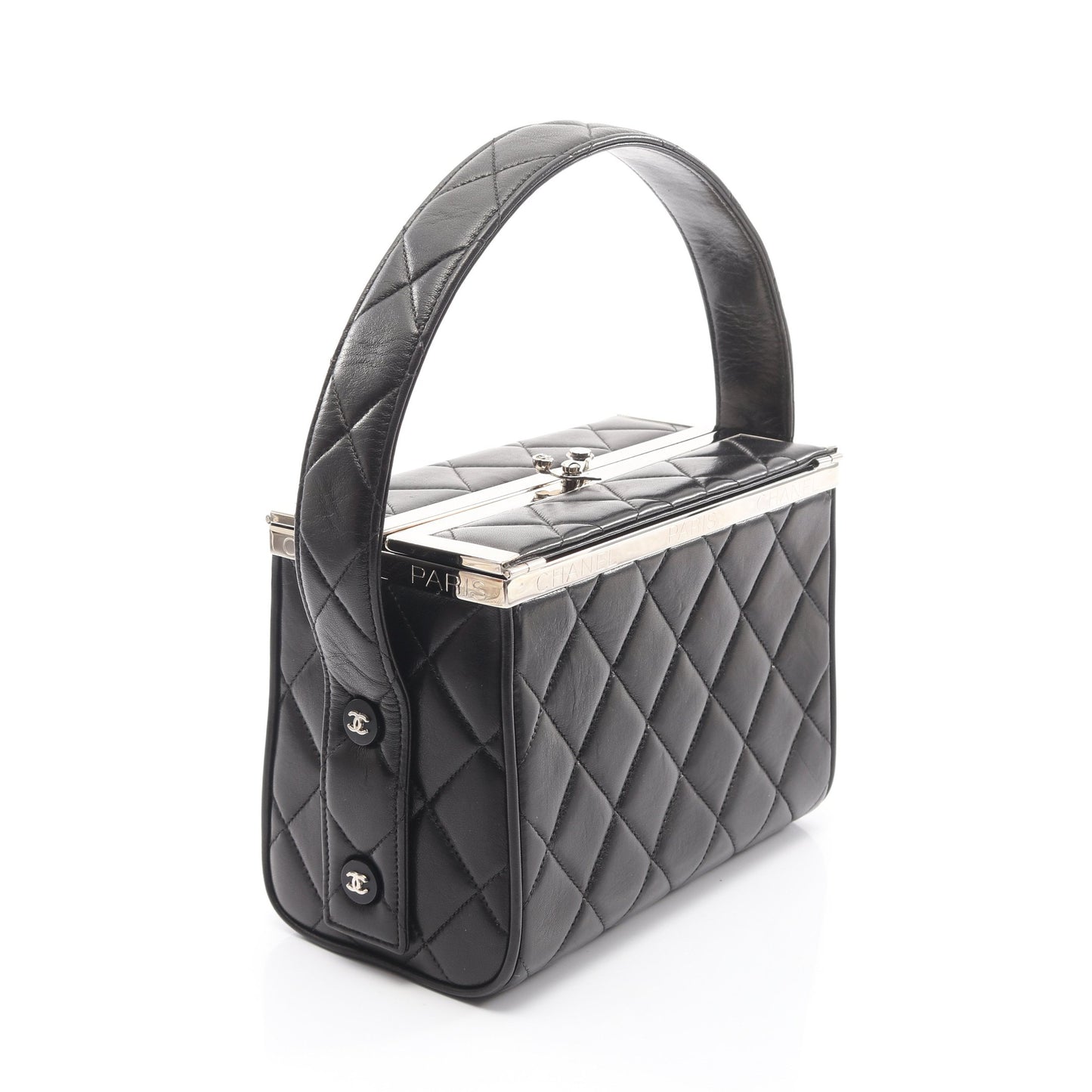 マトラッセ バニティバッグ ラムスキン ブラック シルバー金具 シャネル バッグ CHANEL
