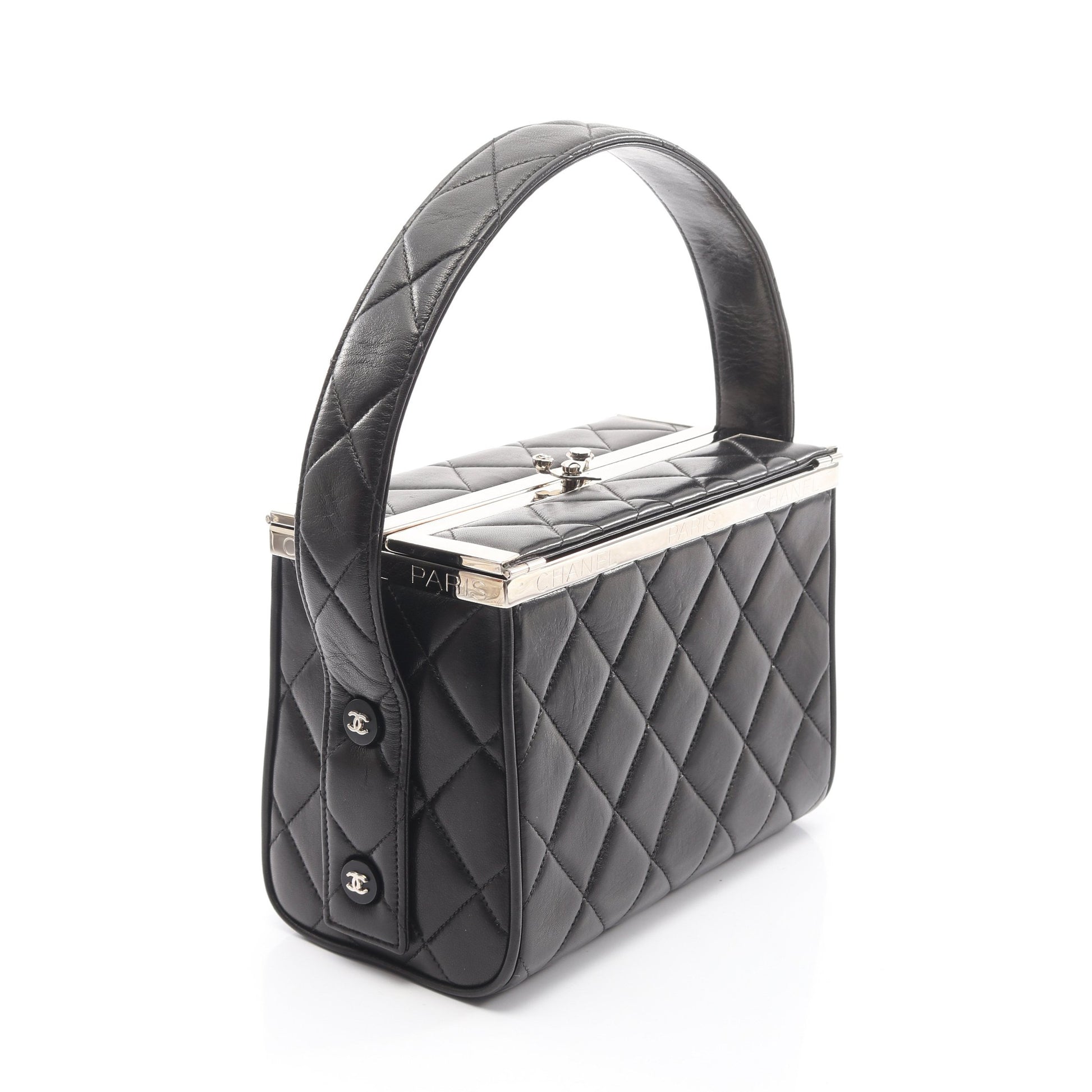 マトラッセ バニティバッグ ラムスキン ブラック シルバー金具 シャネル バッグ CHANEL