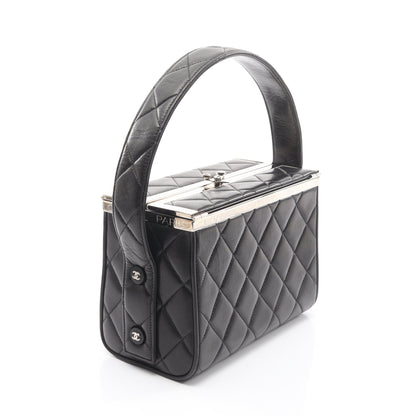 マトラッセ バニティバッグ ラムスキン ブラック シルバー金具 シャネル バッグ CHANEL
