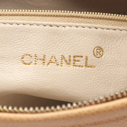 トリプルココマーク ショルダーバッグ キャビアスキン ベージュ ゴールド金具 シャネル バッグ CHANEL