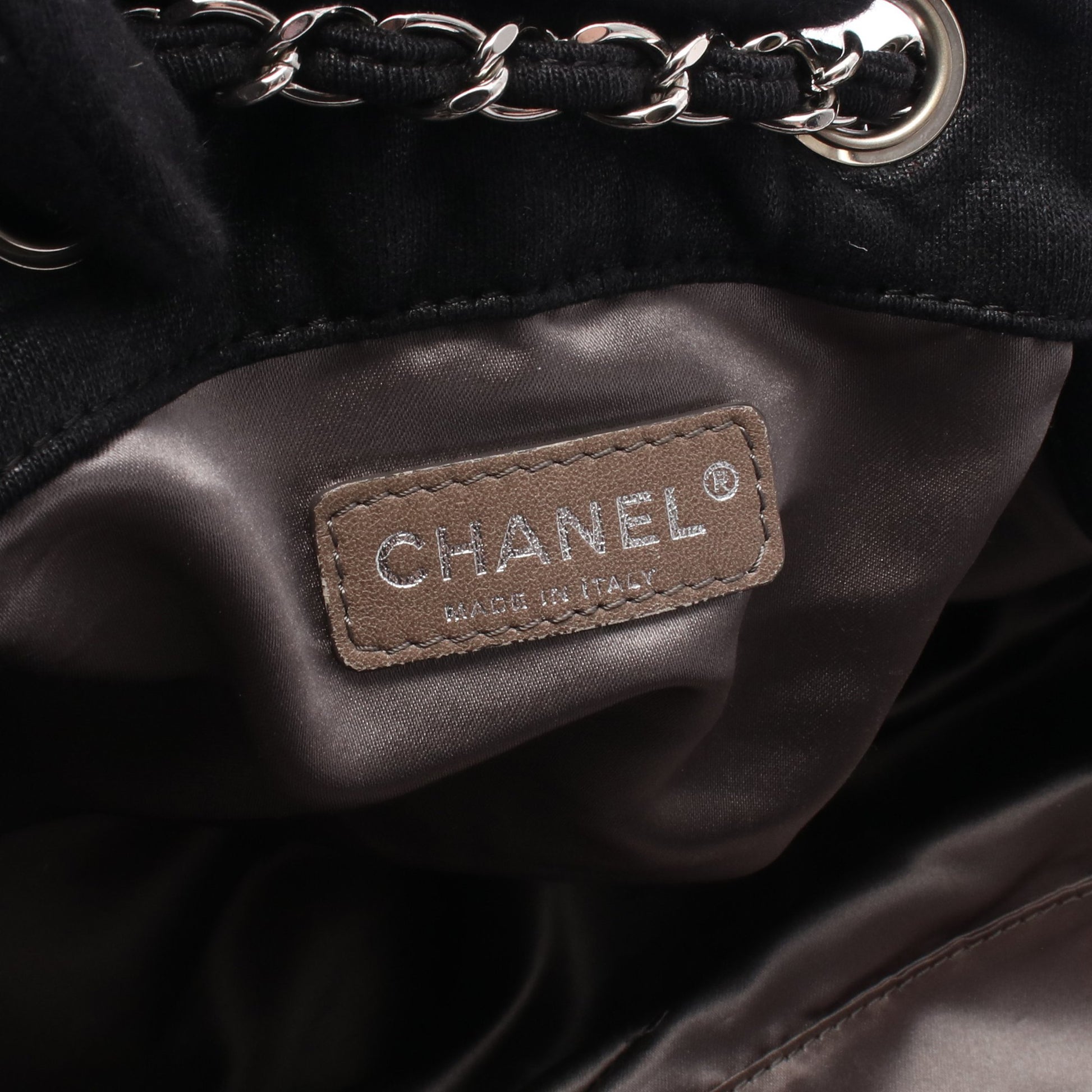 メルローズカバス クルーズライン チェーンショルダーバッグ コットンジャージー ブラック シルバー金具 シャネル バッグ CHANEL