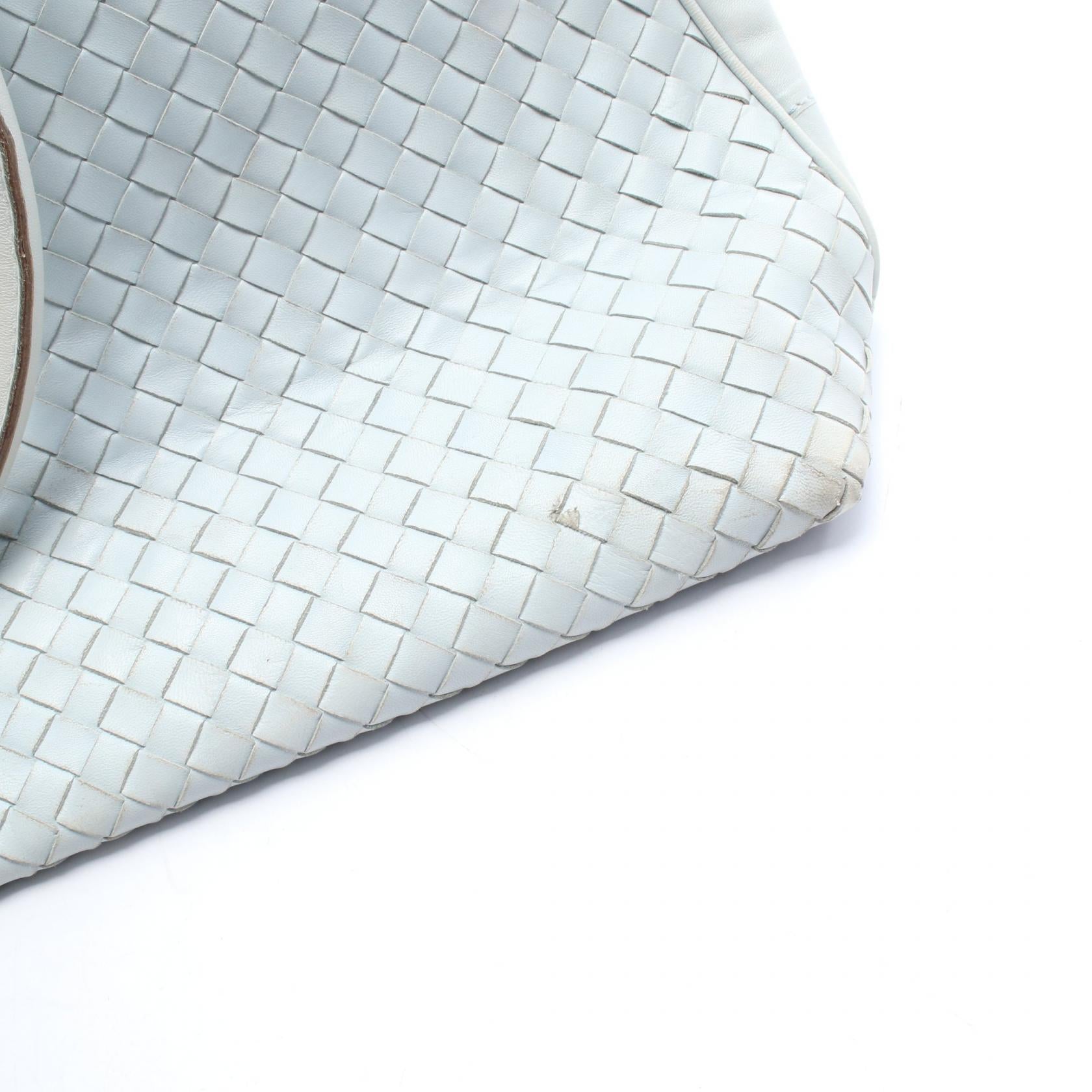 イントレチャート ボストンバッグ レザー ライトブルー ボッテガヴェネタ バッグ BOTTEGA VENETA