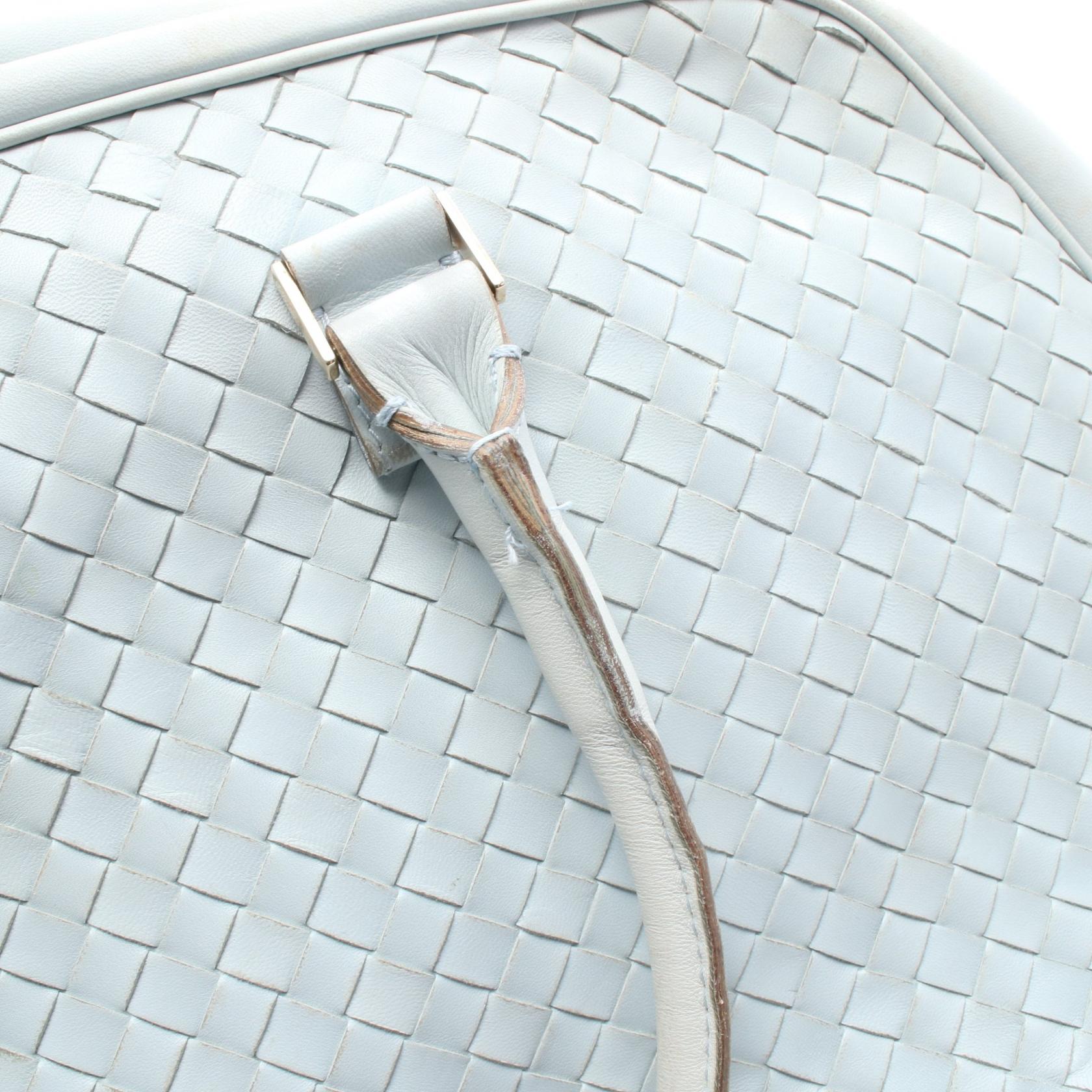 イントレチャート ボストンバッグ レザー ライトブルー ボッテガヴェネタ バッグ BOTTEGA VENETA