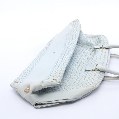 イントレチャート ボストンバッグ レザー ライトブルー ボッテガヴェネタ バッグ BOTTEGA VENETA