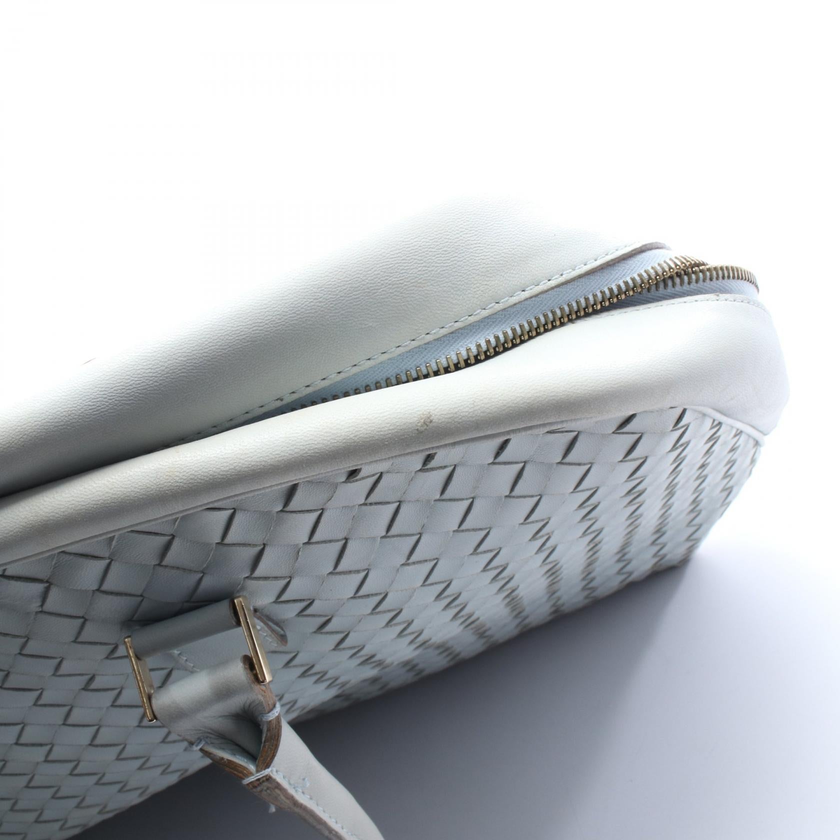 イントレチャート ボストンバッグ レザー ライトブルー ボッテガヴェネタ バッグ BOTTEGA VENETA