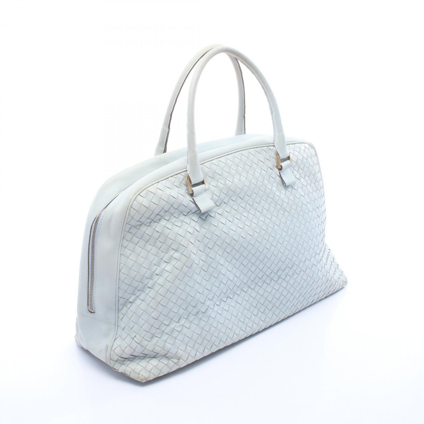 イントレチャート ボストンバッグ レザー ライトブルー ボッテガヴェネタ バッグ BOTTEGA VENETA