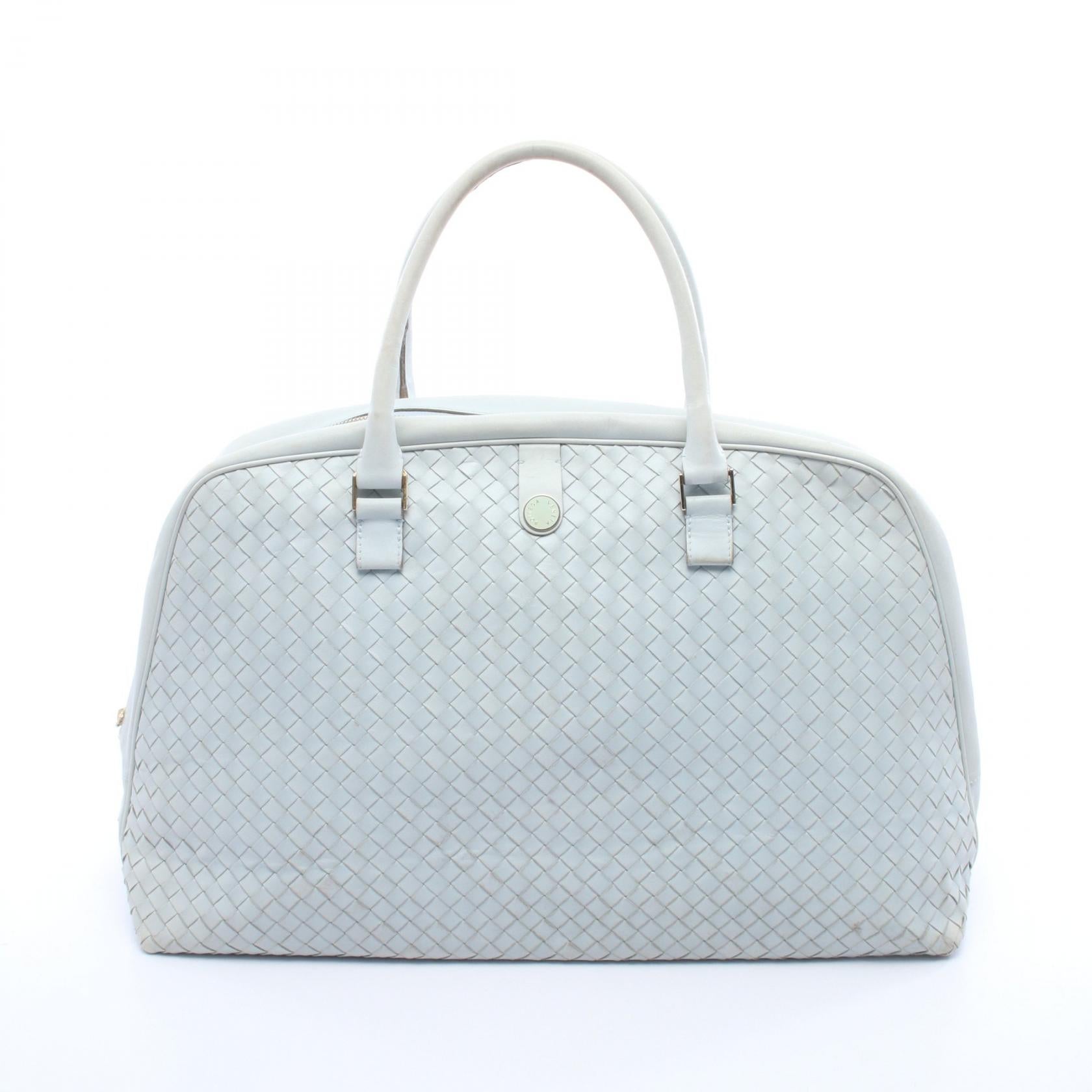 イントレチャート ボストンバッグ レザー ライトブルー ボッテガヴェネタ バッグ BOTTEGA VENETA