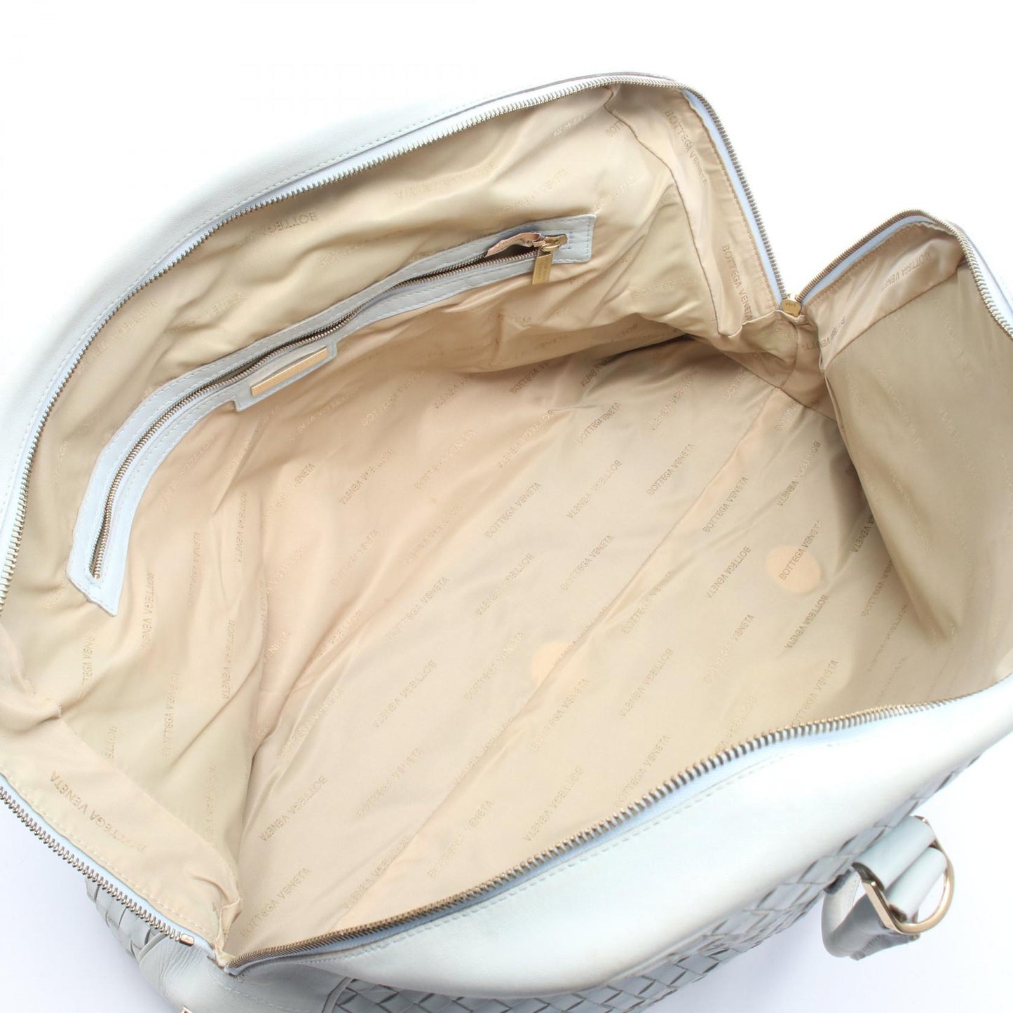 イントレチャート ボストンバッグ レザー ライトブルー ボッテガヴェネタ バッグ BOTTEGA VENETA