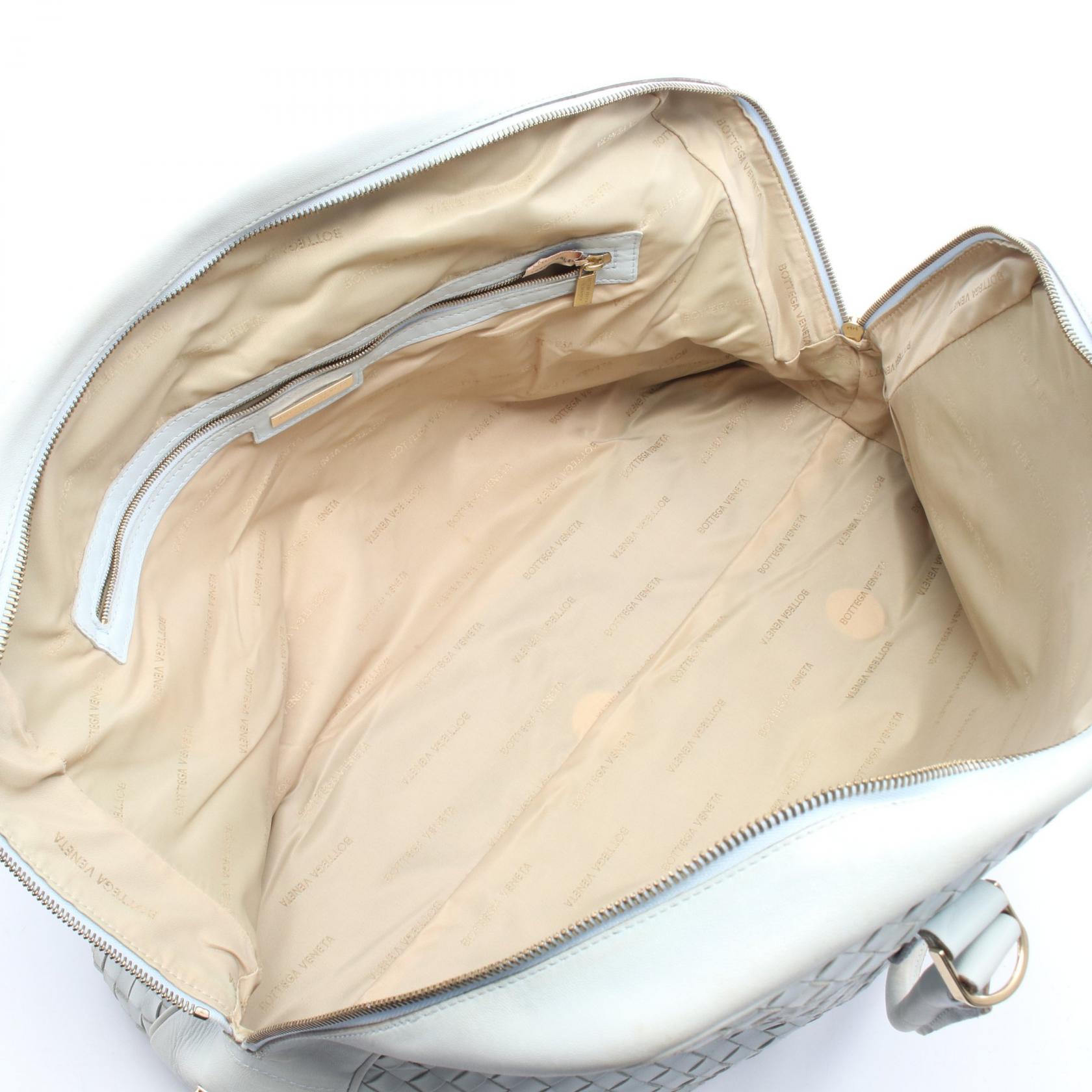 イントレチャート ボストンバッグ レザー ライトブルー ボッテガヴェネタ バッグ BOTTEGA VENETA