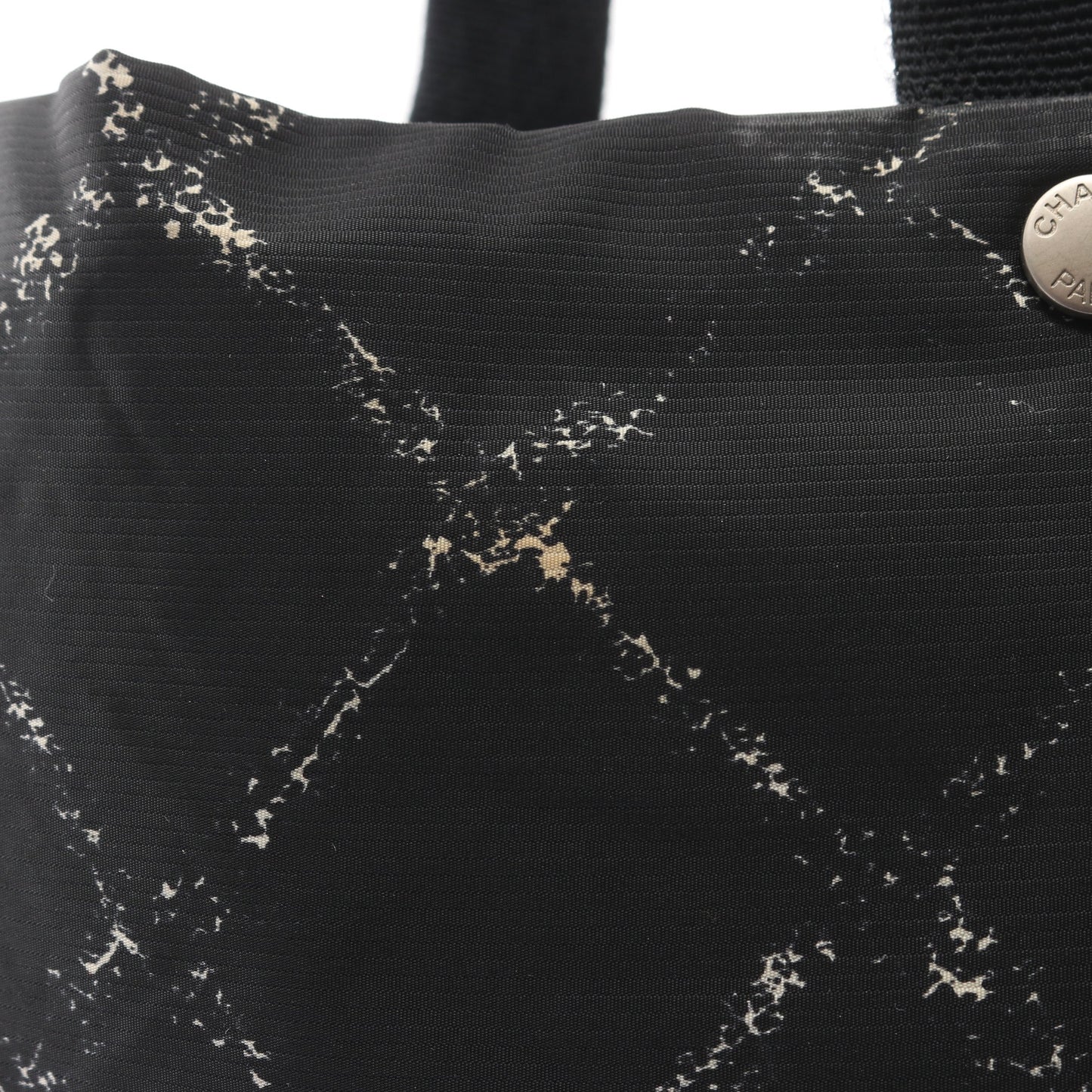 旧トラベルライン ハンドバッグ トートバッグ ナイロン ブラック ホワイト シルバー金具 シャネル バッグ CHANEL