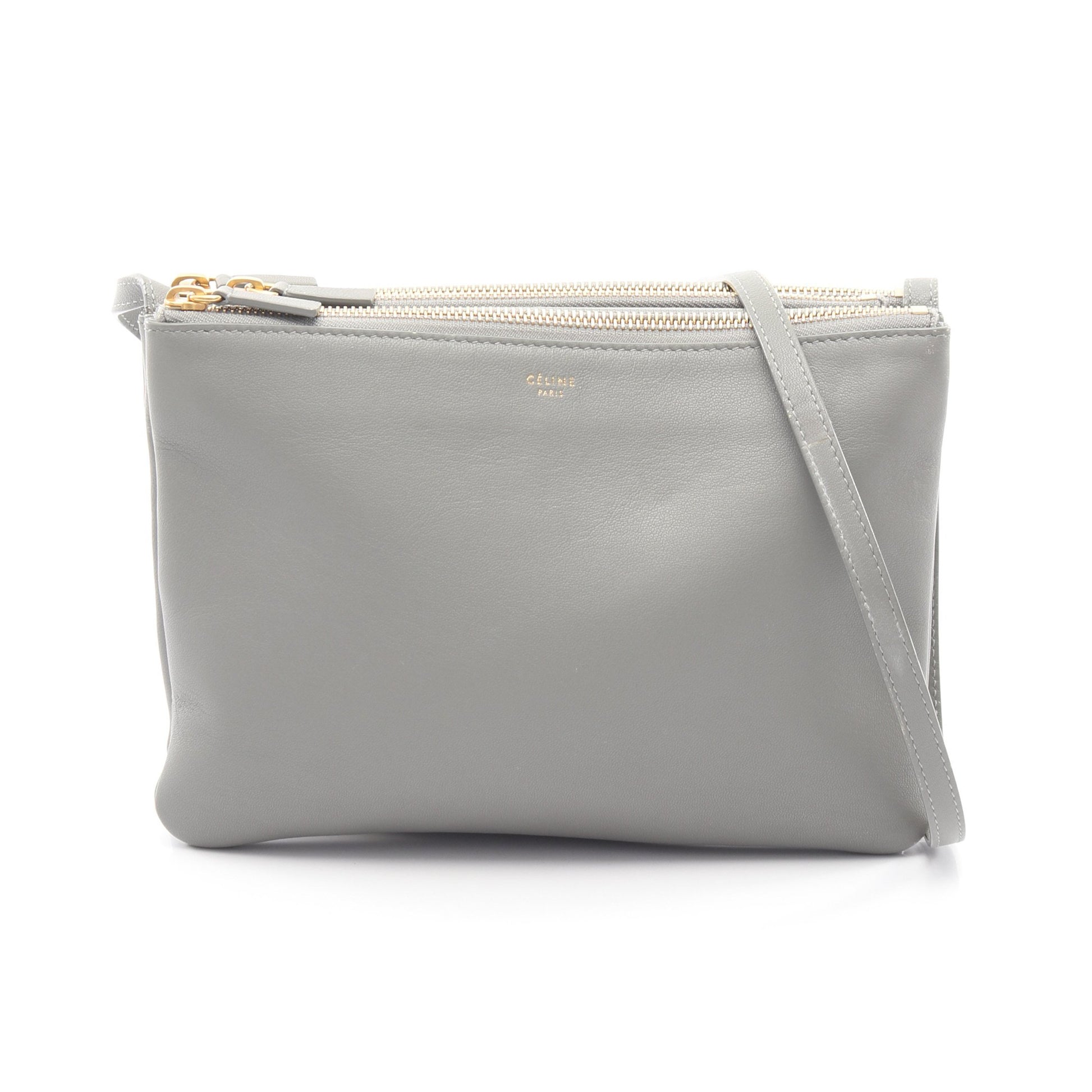 TRIO LARGE トリオ ラージ ショルダーバッグ レザー グレー セリーヌ バッグ CELINE